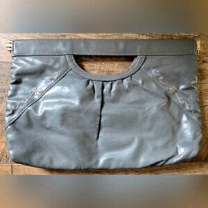Vintage 1980s Dark Gray Clutch Purse by Bag Bazaar | Facile Frame